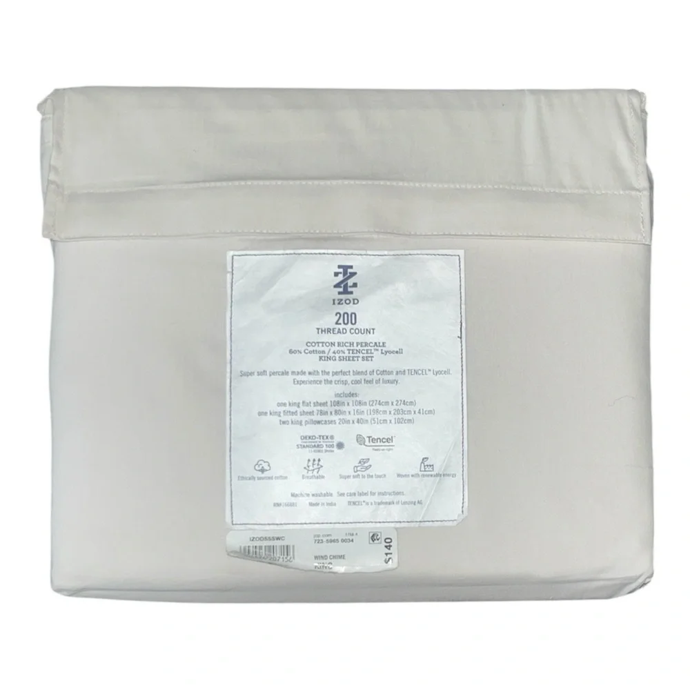 Izod Cotton Rich Percale  King Sheet Set